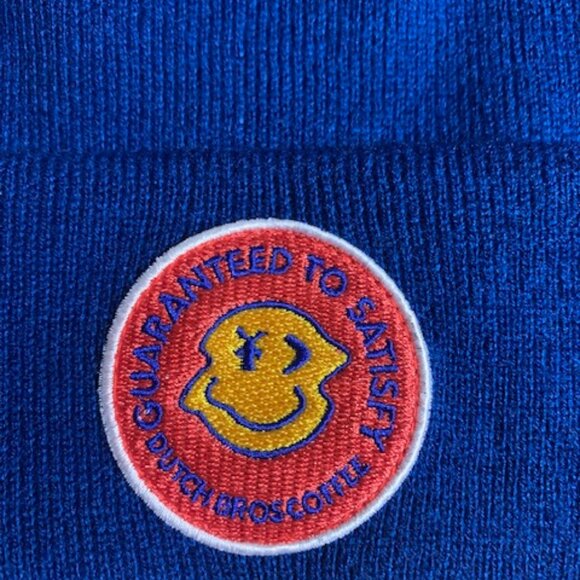 Dutch Bros Coffee “Guaranteed To Satisfy” Blue Beanie Hat Adult - Picture 2 of 3
